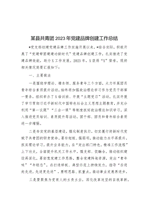 某县共青团2023年党建品牌创建工作总结&2023年县推行屋场恳谈会制度工作情况报告.docx