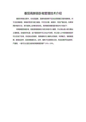 番茄高脚苗卧栽管理技术介绍.docx