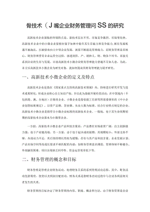 高新技术小微企业财务管理问题的研究.docx