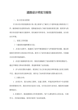 道路设计师实习报告.docx