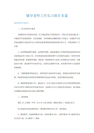 辅导老师工作实习报告5篇.docx