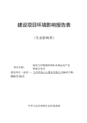 海南文昌铜鼓岭国际水域运动产业聚集区项目环评报告.docx