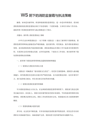 新形势下的消防监督管理与执法策略.docx