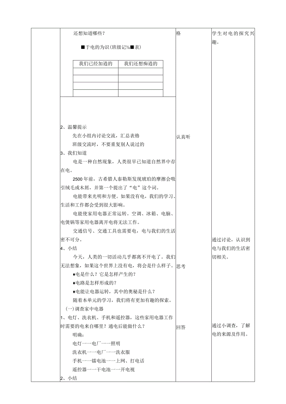 新教科版四年级下册科学2.1《电和我们的生活》教案(定稿).docx_第2页