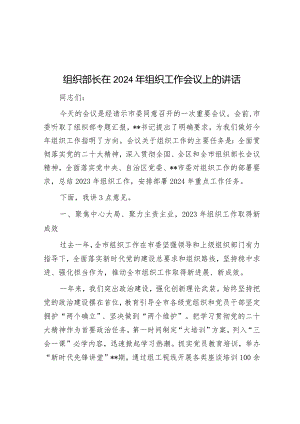 组织部长在2024年组织工作会议上的讲话&2024年市直机关工委党的建设工作要点.docx