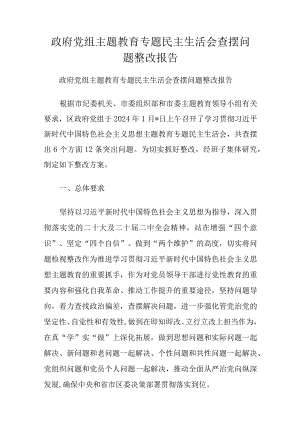 政府党组主题教育专题民主生活会查摆问题整改报告.docx