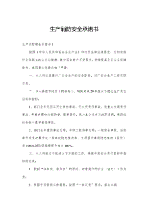 生产消防安全承诺书.docx