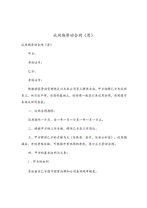 试用期劳动合同.docx