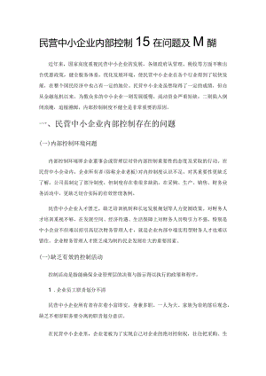 民营中小企业内部控制存在问题及应对措施.docx
