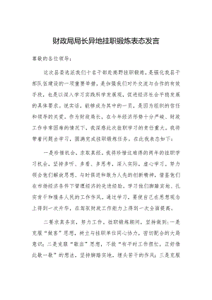 表态发言：异地挂职锻炼（财政局长）.docx