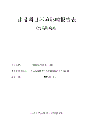 文儒镇山柚加工厂项目环评报告.docx