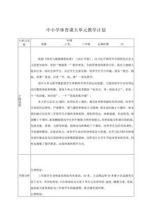 水平二（三年级）体育《体操：韵律活动--彩带飞舞》大单元教学设计（计划）及教案.docx