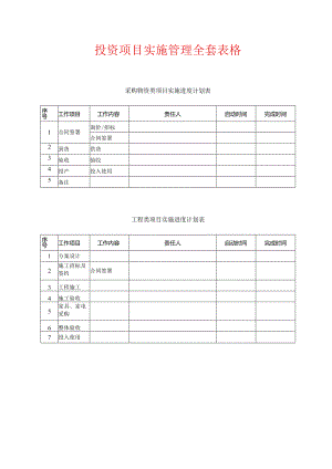 投资项目实施管理全套表格.docx