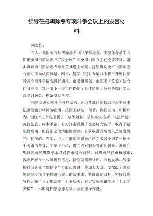 领导在扫黑除恶专项斗争会议上的发言材料.docx