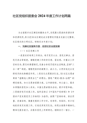 社区党组织居委会2024年度工作计划两篇.docx