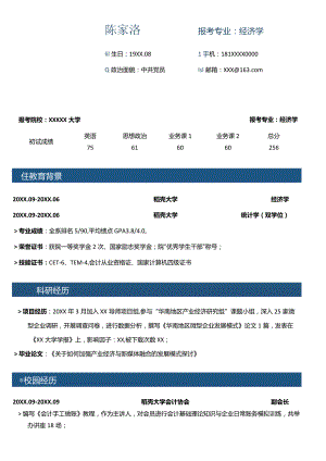 经济学考研复试单页简历.docx