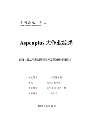 苯酐生产过程的虚拟模拟.docx
