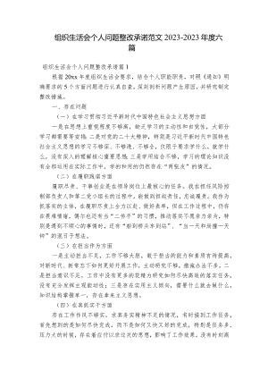 组织生活会个人问题整改承诺范文2023-2023年度六篇.docx