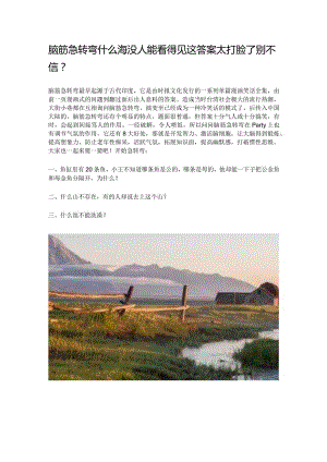 脑筋急转弯什么海没人能看得见这答案太打脸了别不信.docx