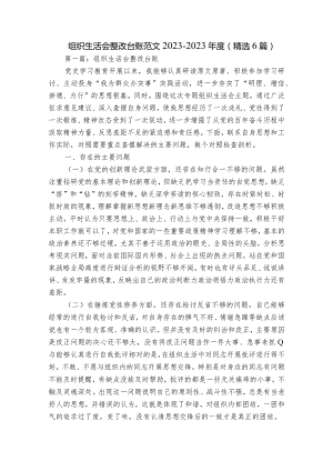组织生活会整改台账范文2023-2023年度(精选6篇).docx