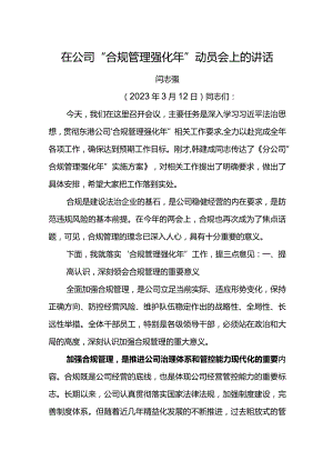 经理在公司“合规管理强化年”动员会上的讲话.docx