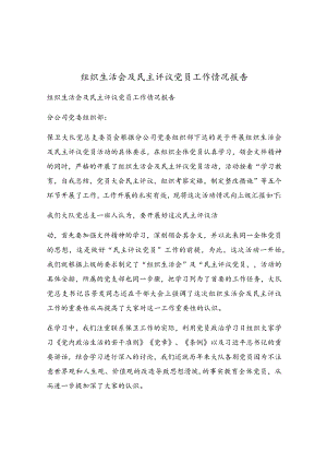 组织生活会及民主评议党员工作情况报告.docx