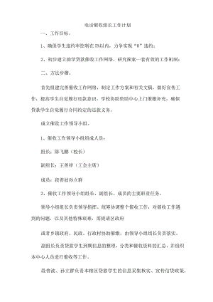 电话催收组长工作计划.docx