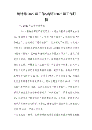 统计局2022年工作总结和2023年工作打算.docx