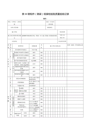 表88钢构件（钢梁）组装检验批质量验收记录.docx