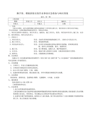 脚手架、模板拆除安装作业事故应急准备与响应预案.docx
