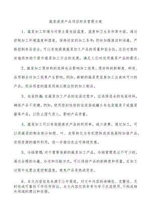 蔬菜浸渍产品项目财务管理方案.docx