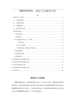 磷酸铁锂浆料、电池工艺及解决方案.docx