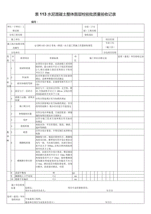 表113水泥混凝土整体面层检验批质量验收记录.docx