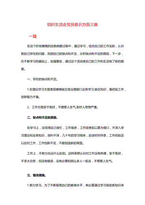 组织生活会党员意识方面三篇.docx