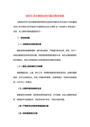 组织生活会查摆出的问题及整改措施.docx