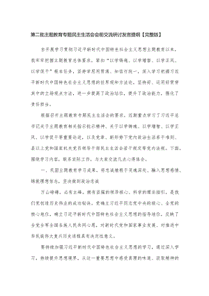 第二批主题教育专题民主生活会会前交流研讨发言提纲【完整版】.docx