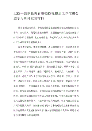 纪检干部队伍教育整顿检视整治工作推进会暨学习研讨发言材料.docx