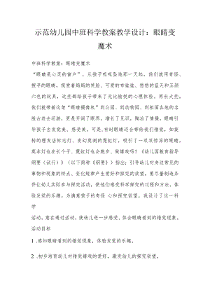 示范幼儿园中班科学教案教学设计：眼睛变魔术.docx