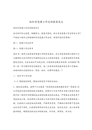 组织员党建工作总结报告范文.docx