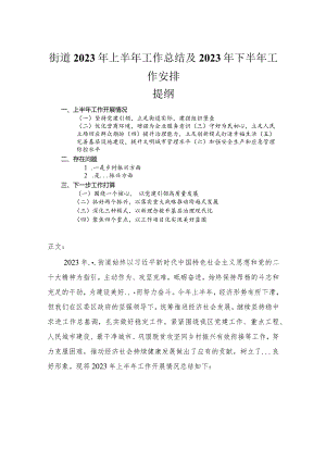 街道2023年上半年工作总结及2023年下半年工作安排.docx