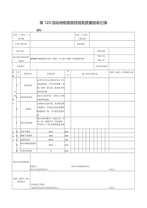 表123活动地板面层检验批质量验收记录.docx