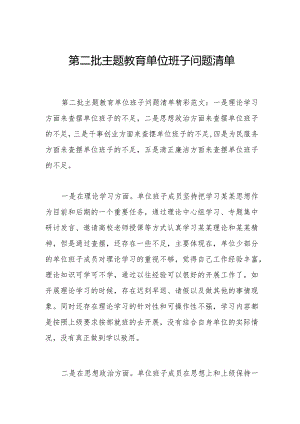 第二批主题教育单位班子问题清单.docx