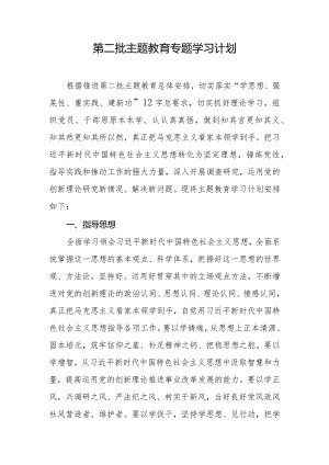 第二批主题教育专题学习计划.docx