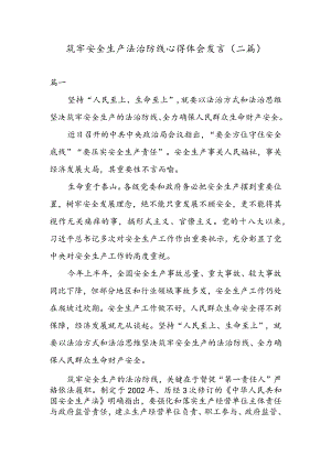 筑牢安全生产法治防线心得体会发言（二篇）.docx