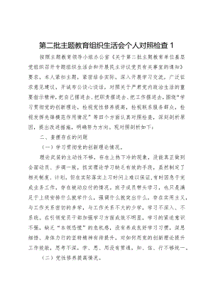 第二批主题教育生活会“四个检视”对照检查1.docx