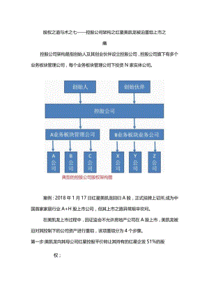 股权之道与术（七）——控股公司架构之红星美凯龙被迫重组上市之痛（资产剥离重组与回购）.docx