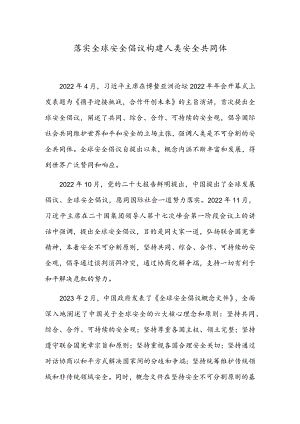 落实全球安全倡议构建人类安全共同体.docx