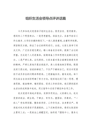 组织生活会领导点评讲话篇.docx