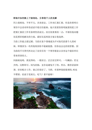 职场中如何跟上下级相处分享我个人的见解.docx