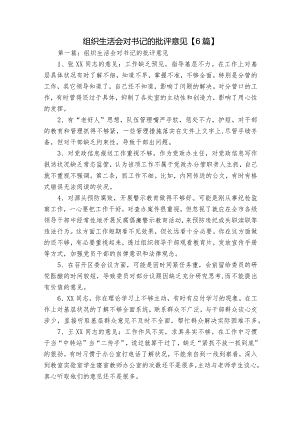 组织生活会对书记的批评意见【6篇】.docx